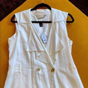 Long Vest off white by White/Black